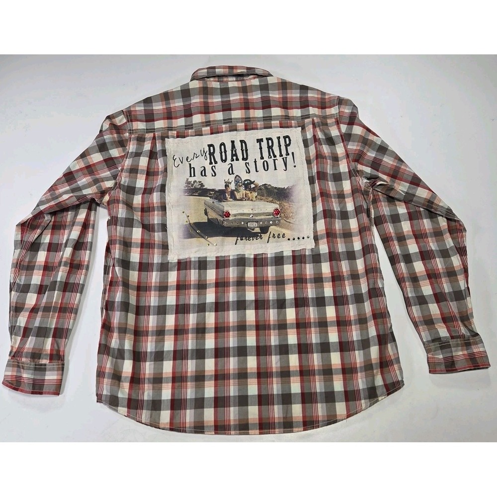 Weatherproof Vintage Womens LongSleeve Plaid Flannel Shirt XL Customized Sequins